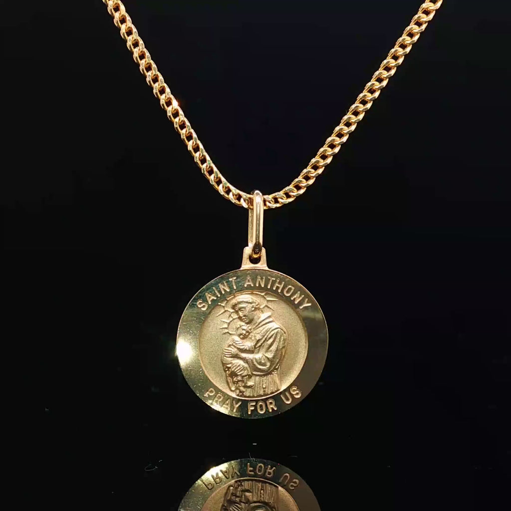 14K Solid Saint Anthony Medallion