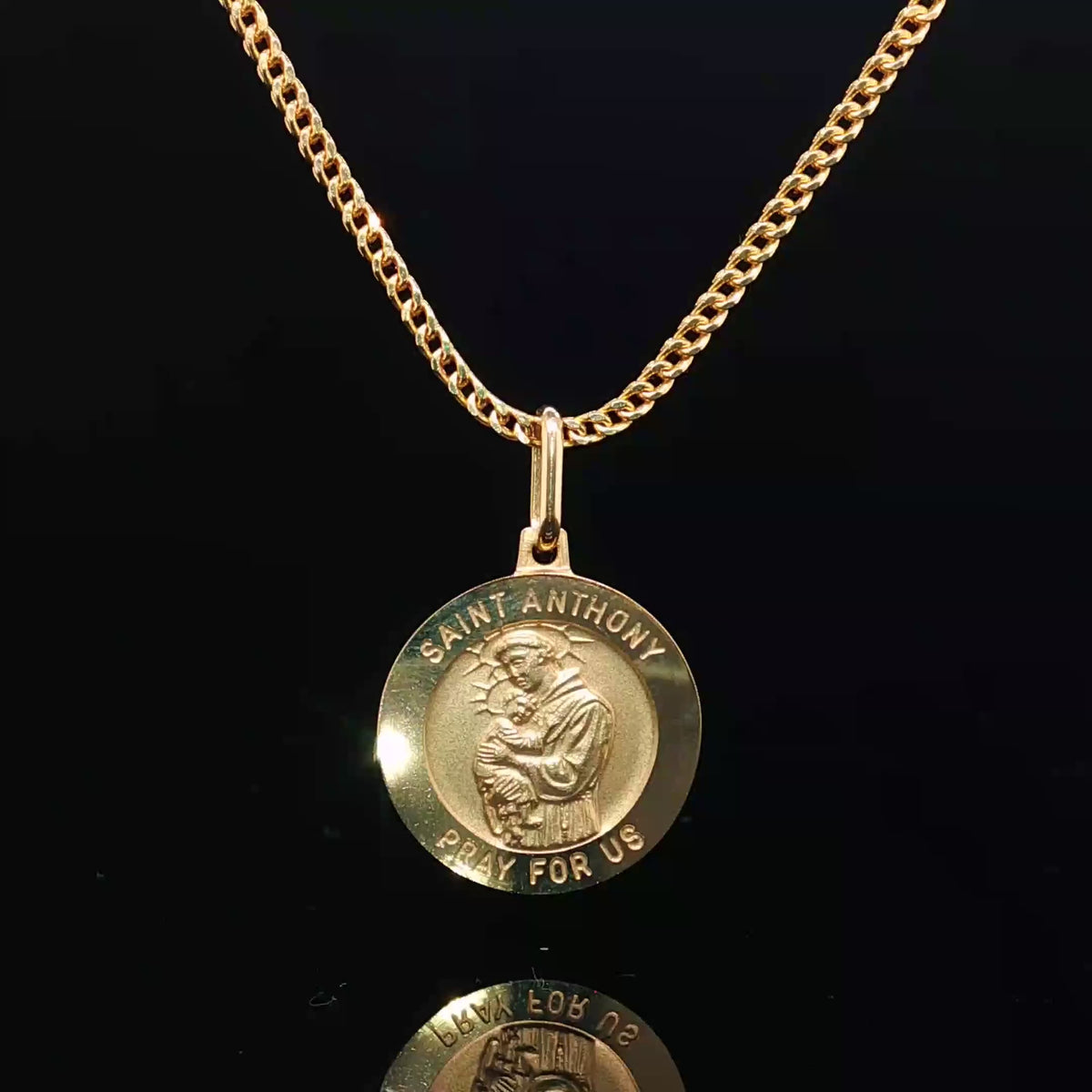 14K Solid Saint Anthony Medallion