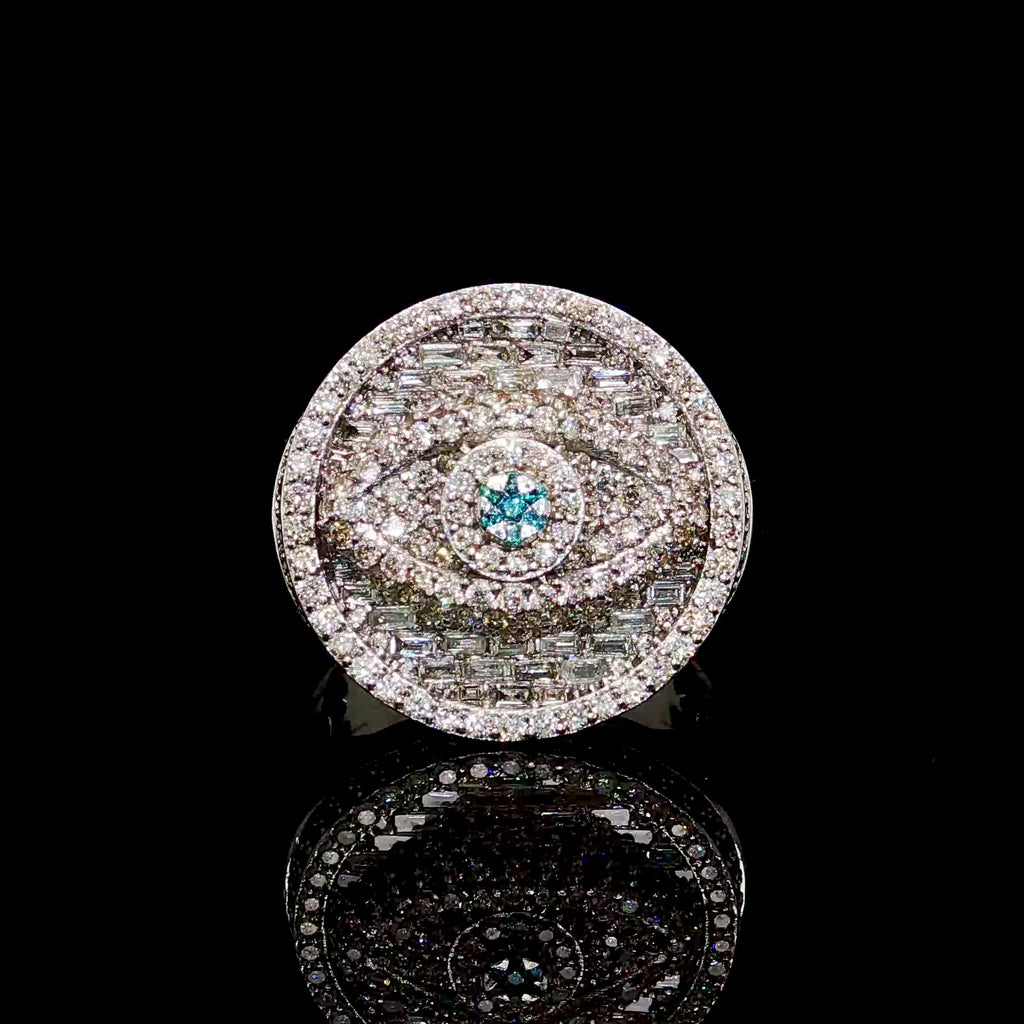 2 CT Diamond Mens Ring - Evil Eye