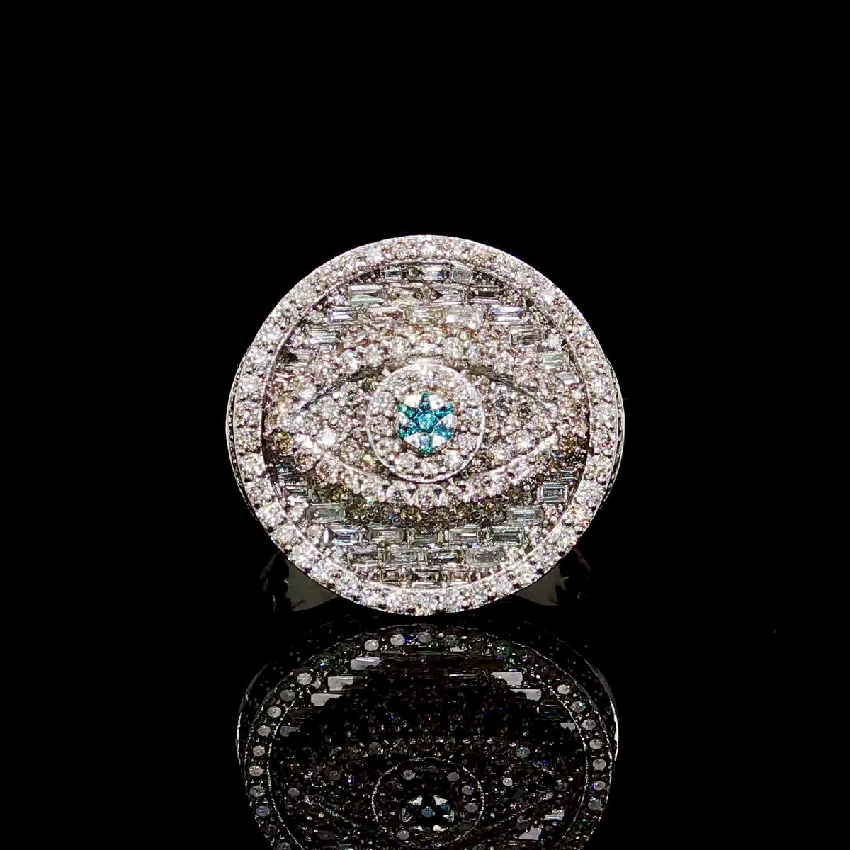 2 CT Diamond Mens Ring - Evil Eye