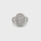 Double Halo Oval Engagement Diamond Ring