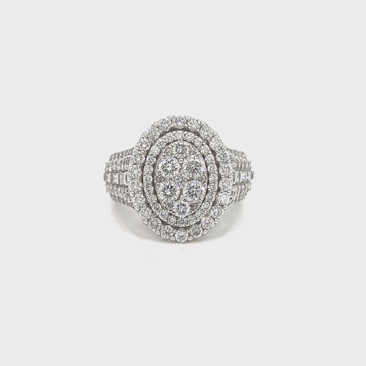 Double Halo Oval Engagement Diamond Ring
