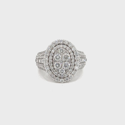 Double Halo Oval Engagement Diamond Ring