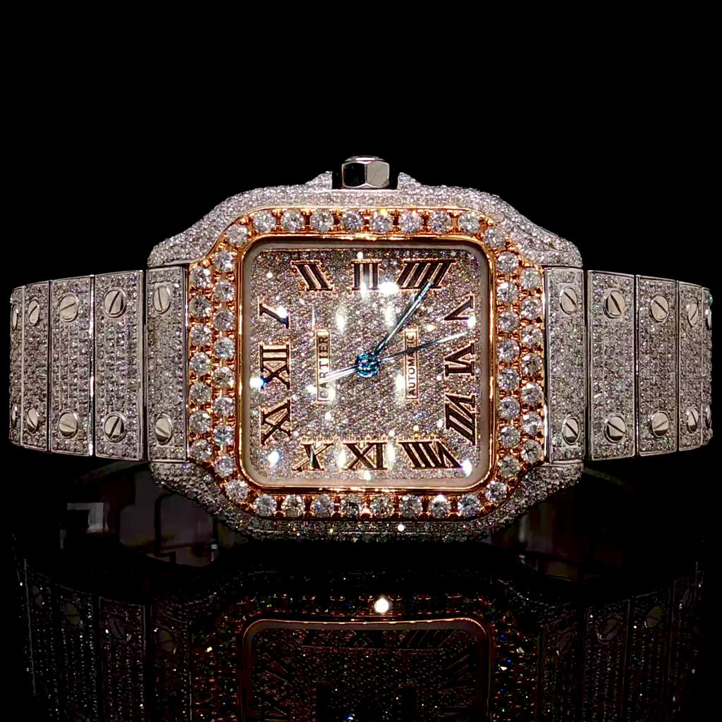 Diamond 19 CTW Cartier Santos Medium Two Tone Rose Gold