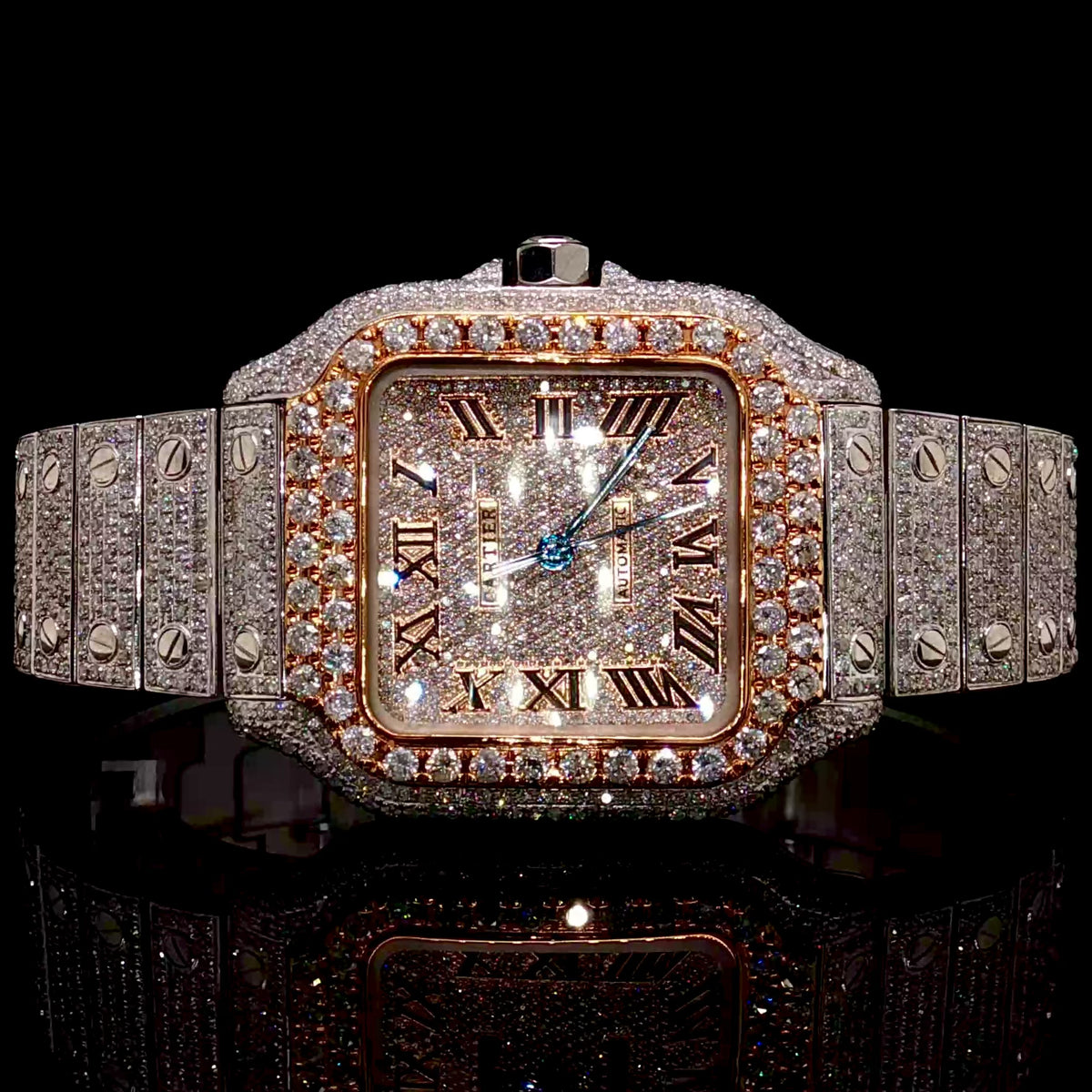 Diamond 19 CTW Cartier Santos Medium Two Tone Rose Gold