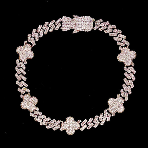 10KT White Gold Diamond Four Leaf Clover Bracelet
