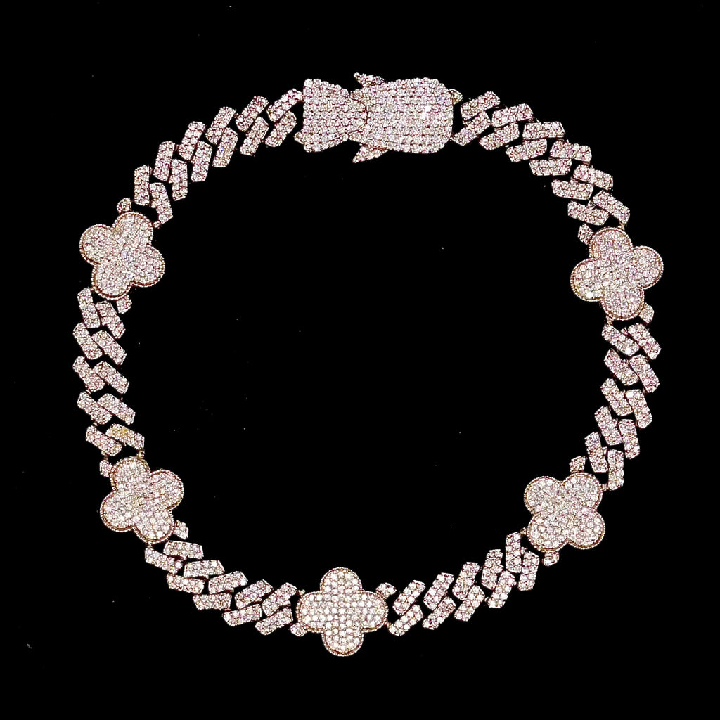 10KT White Gold Diamond Four Leaf Clover Bracelet
