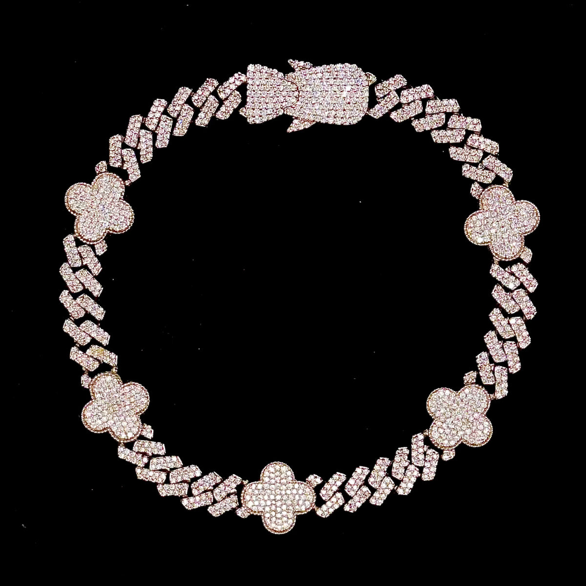 10KT White Gold Diamond Four Leaf Clover Bracelet