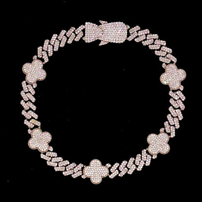 10KT White Gold Diamond Four Leaf Clover Bracelet