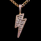 Gold and Diamond Baguette Lightning Bolt Pendant 10K Gold