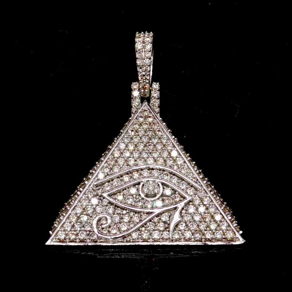 14K White Gold Diamond Eye of Horus Pendant