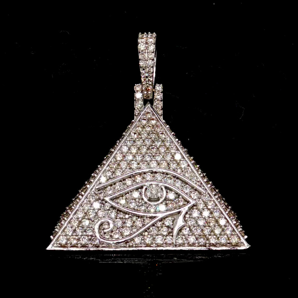 14K White Gold Diamond Eye of Horus Pendant
