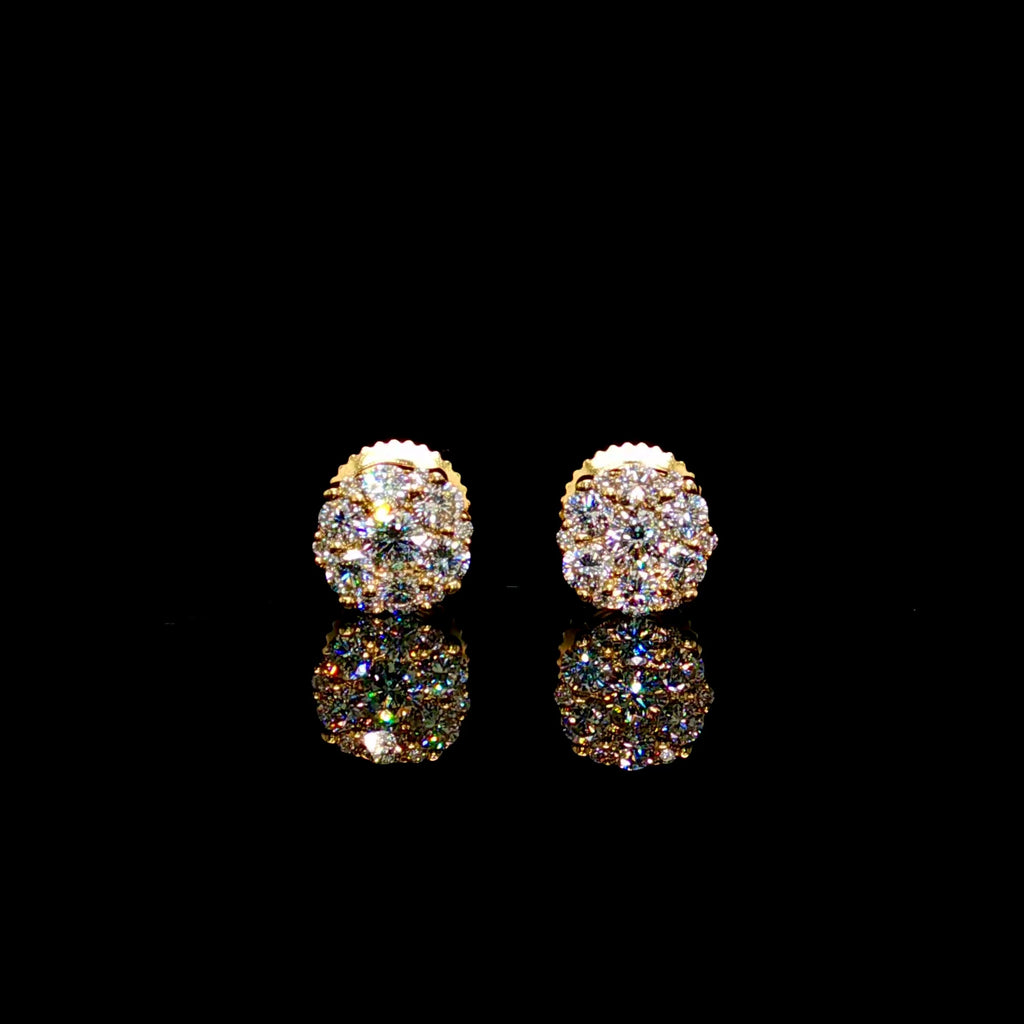 6MM Lab Diamond Cluster Earrings 14K Gold