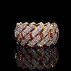 Diamond Cuban Mens Ring in Solid 14k Gold