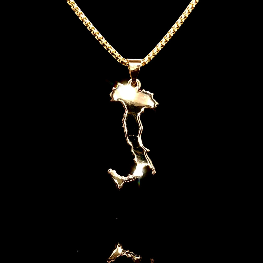 14K Gold Map of Italy Pendant