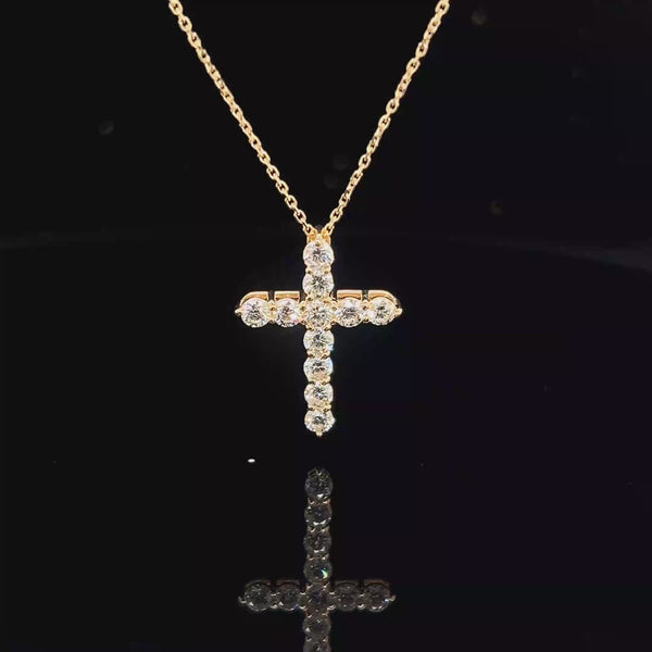 14k Gold Diamond Cross Necklace