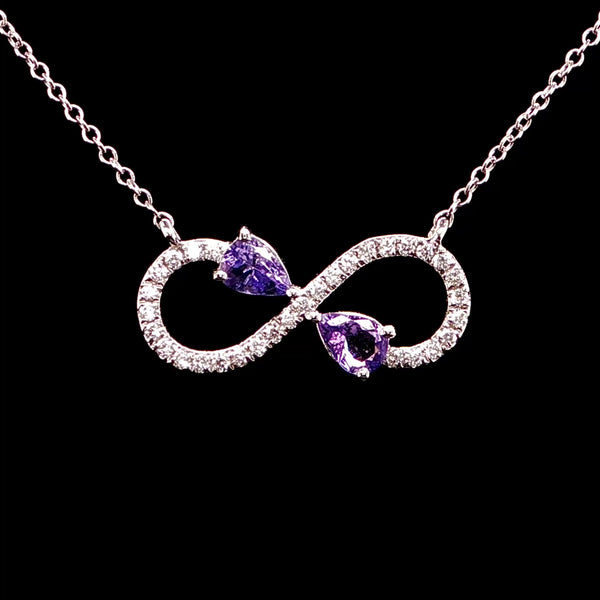 Amethyst and Diamond Charm Necklace