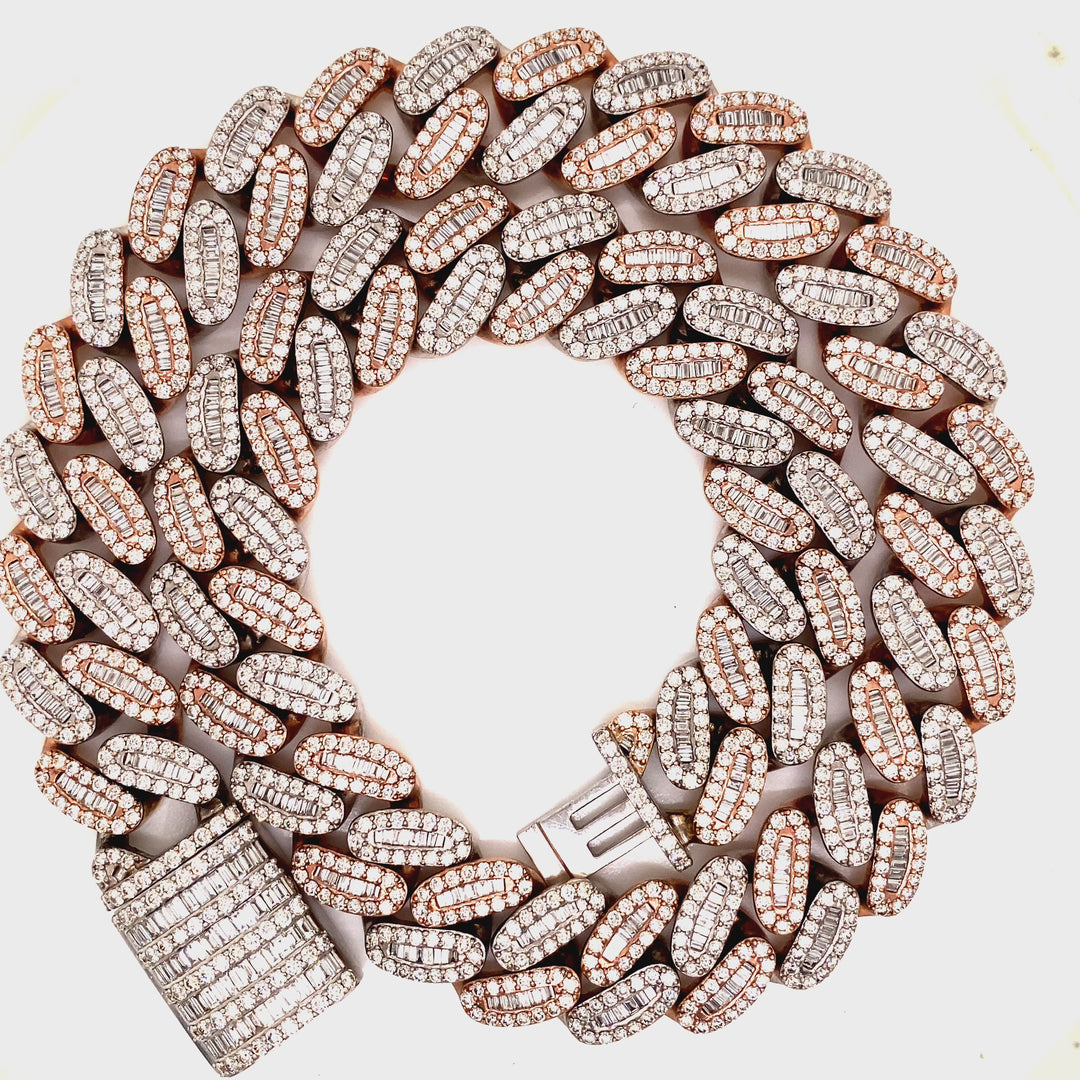 18MM Round and Baguette Diamond Cuban Chain