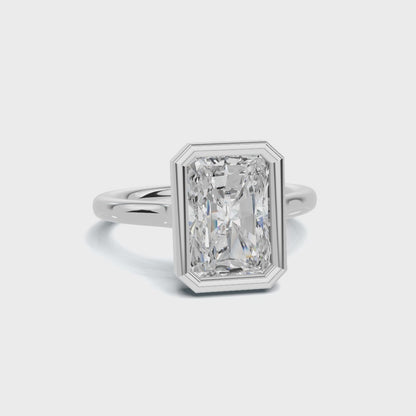 Modern 3 CT Radiant Cut Bezel Solitaire Ring