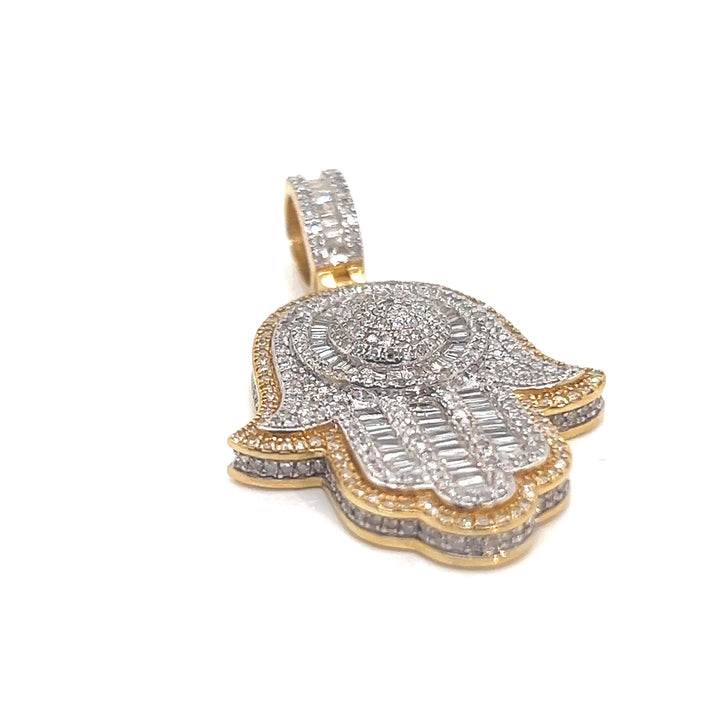 Two-Tone Gold and Diamond Hamsa Pendant