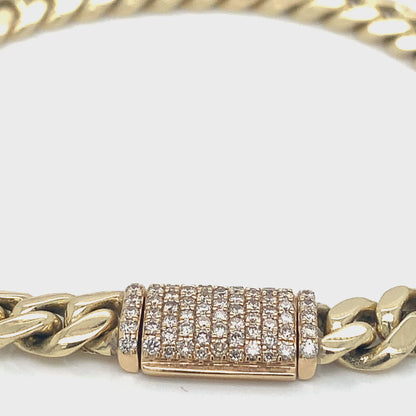 Gold Cuban Bracelet with Diamond Lock