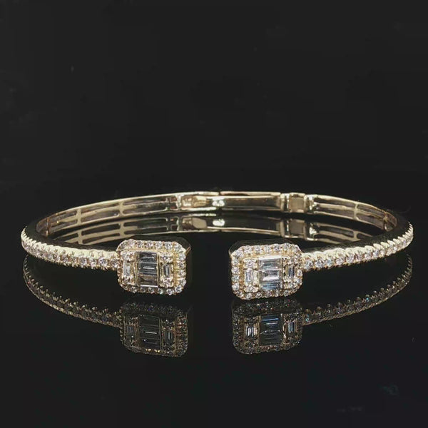 14k Gold Female Bangle Natural Diamonds