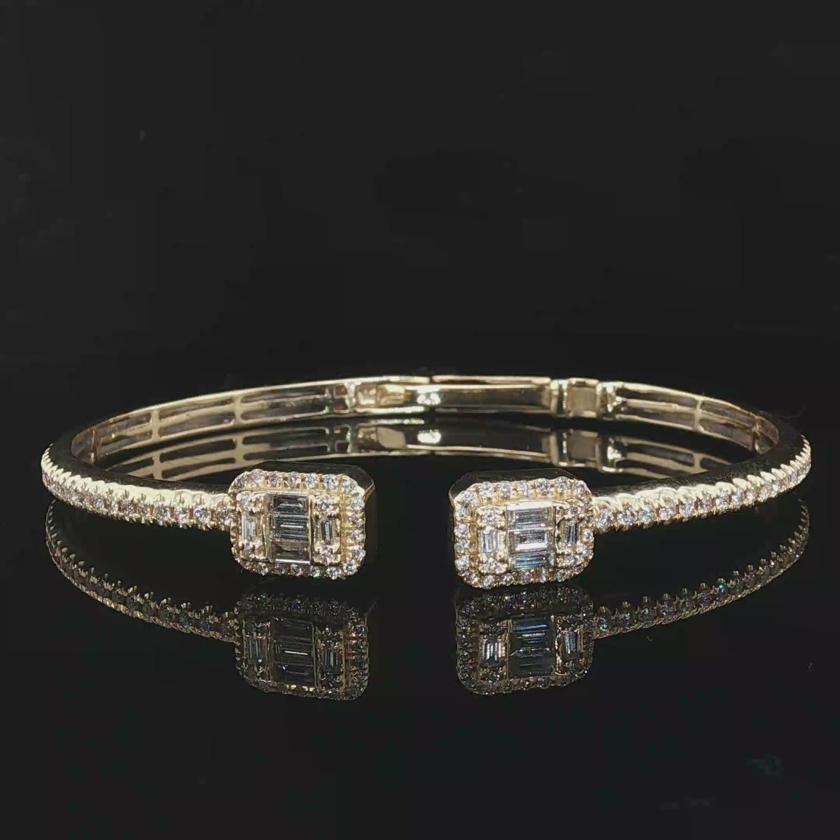 14k Gold Female Bangle Natural Diamonds