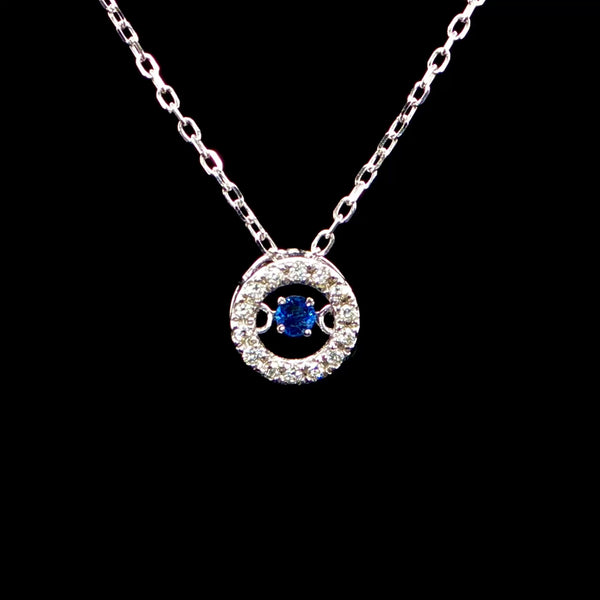 Floating Blue Sapphire Charm Necklace