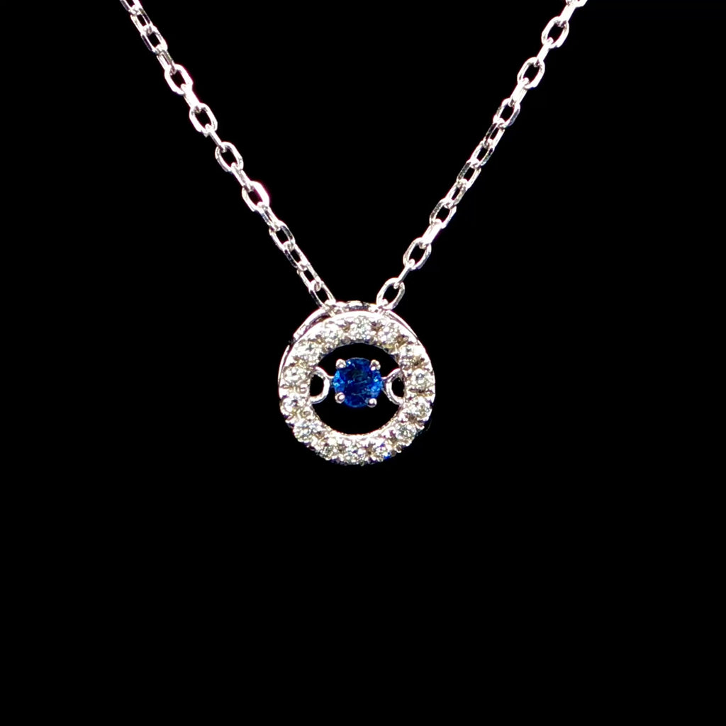 Floating Blue Sapphire Charm Necklace