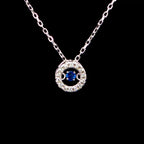 Floating Blue Sapphire Charm Necklace