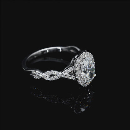 Oval-Cut Lab Diamond Fancy Rope Ring