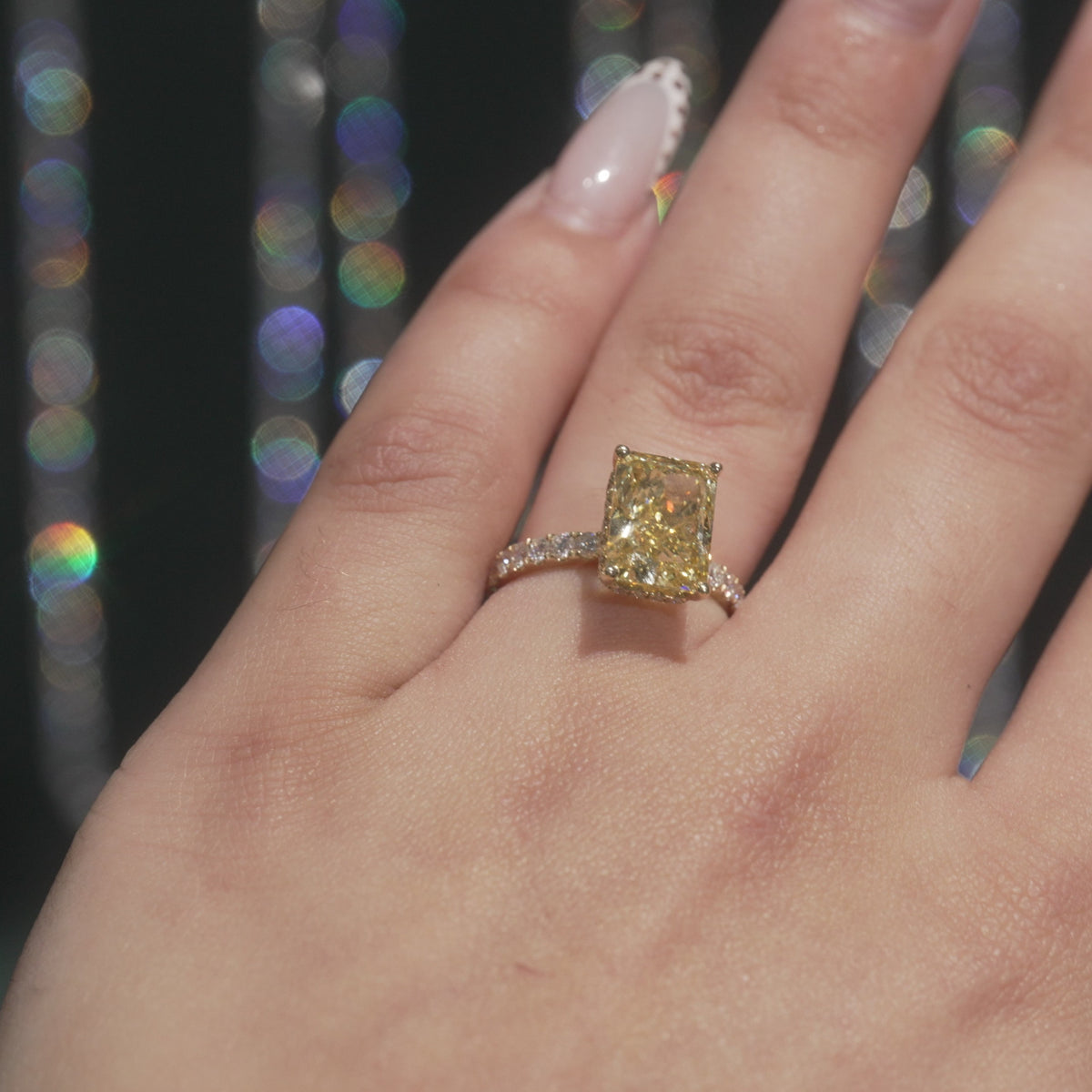 Diamond Radiant Cut Yellow Canary Engagement Ring