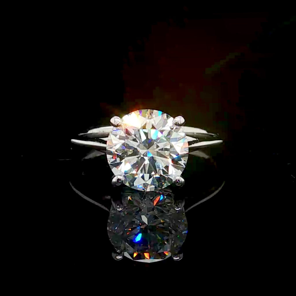 3CT Round Brilliant Cut Lab Diamond Elegant Ring