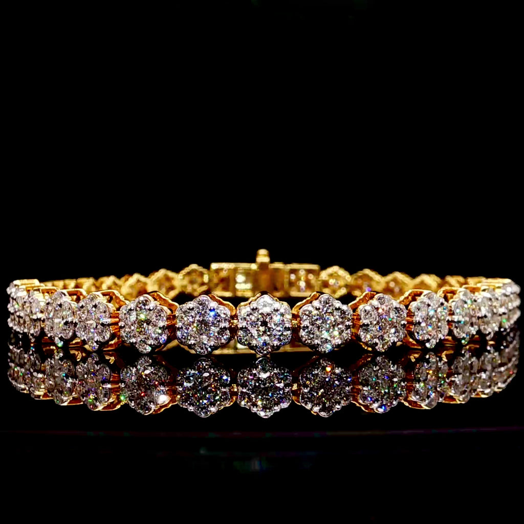 VVS Diamond Flower Set Gold Bracelet