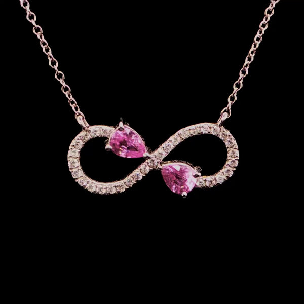 Pink Sapphire and Diamond Charm Necklace