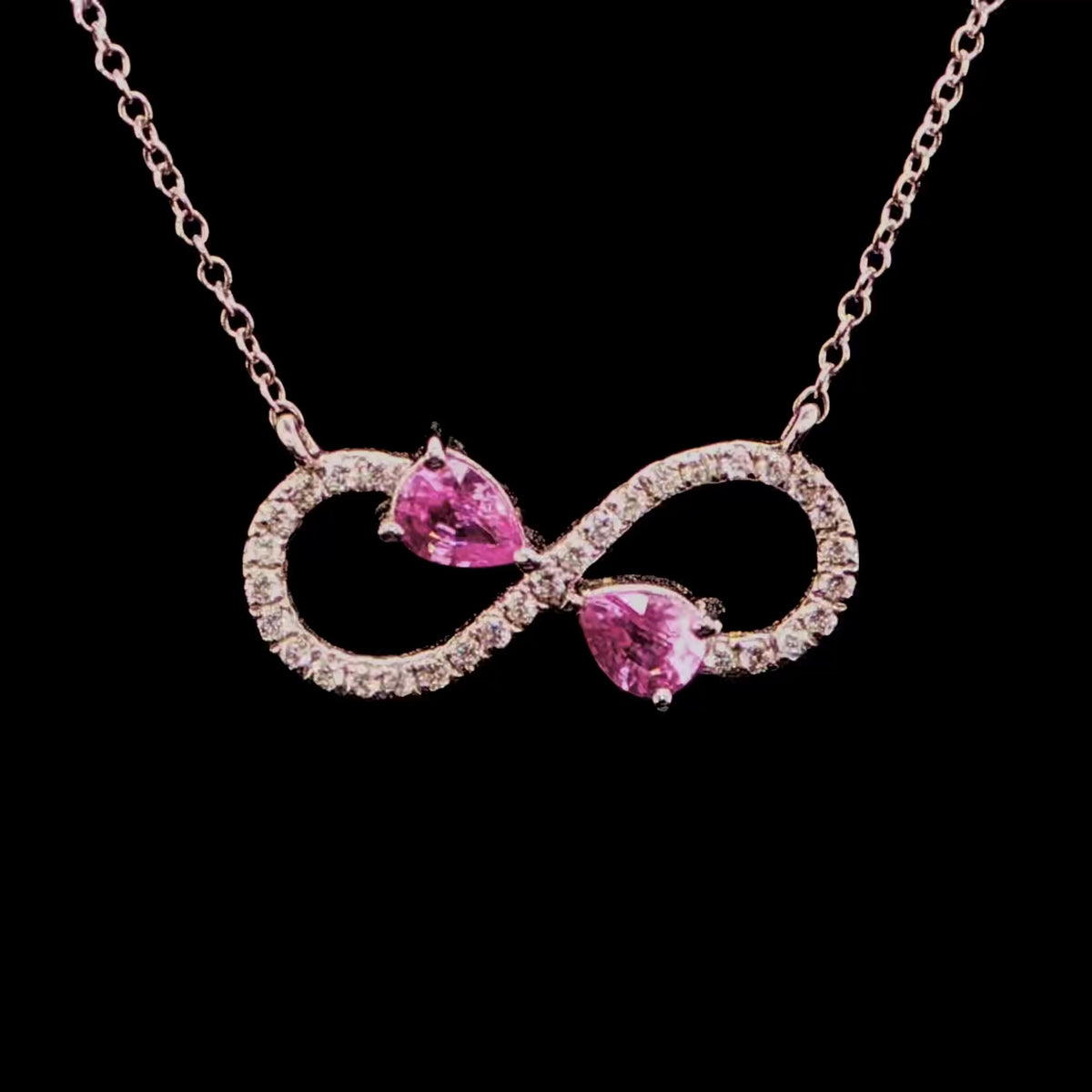 Pink Sapphire and Diamond Charm Necklace