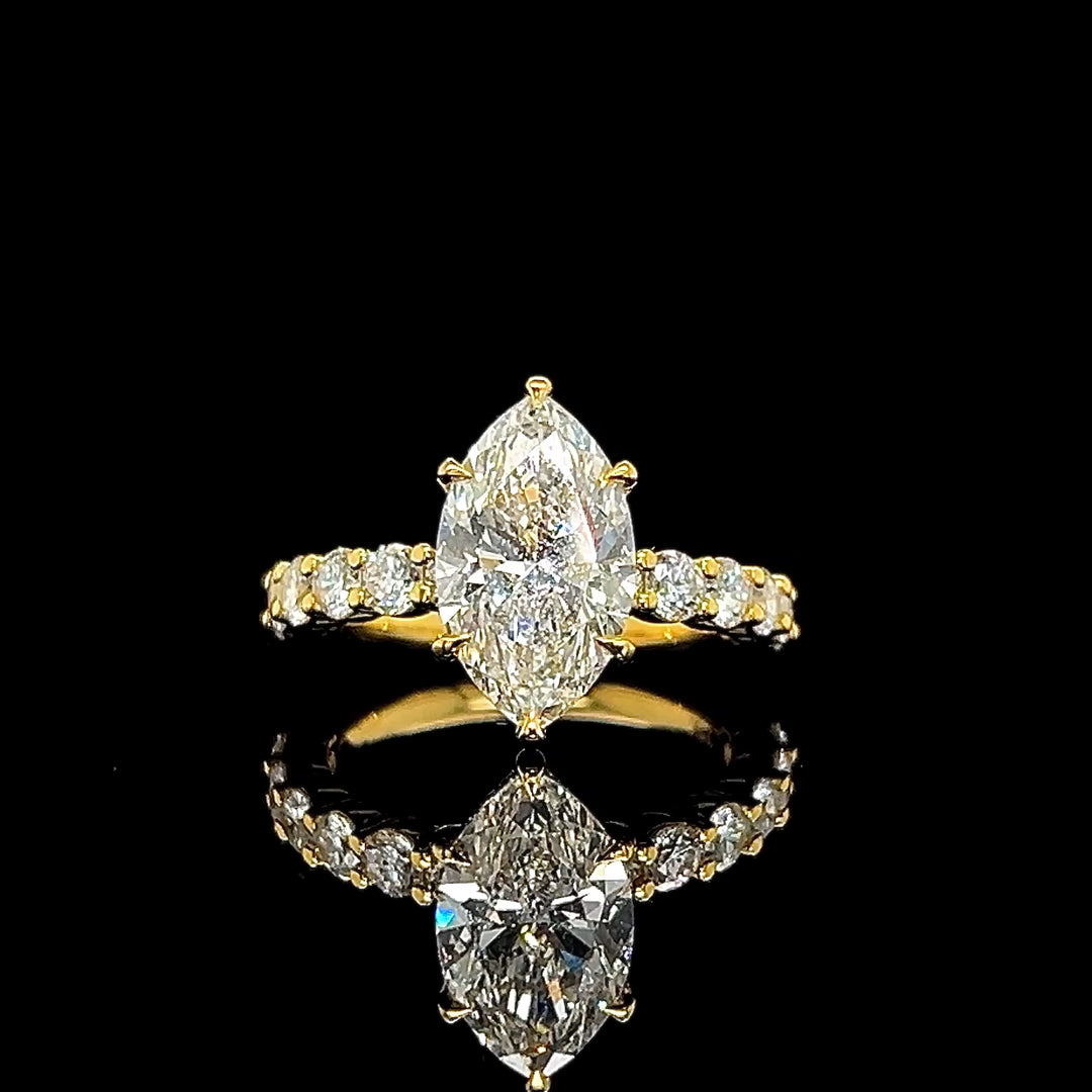 4CT Marquise-Cut Lab Diamond Engagement Ring