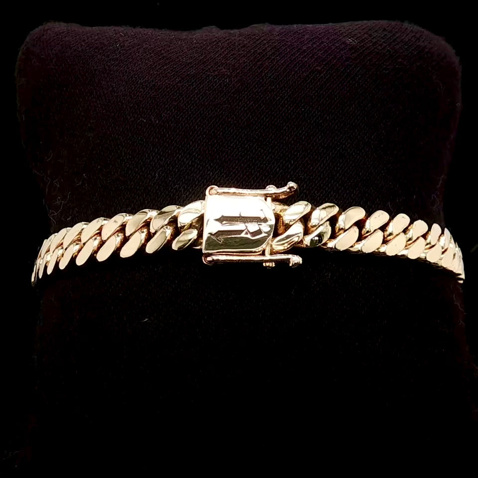 8mm Handmade Cuban Link Solid 14k Gold Bracelet