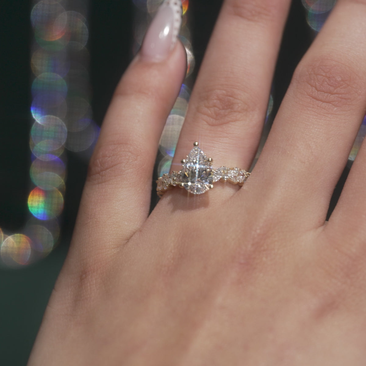 2CT Diamond Pear Cut Engagement Ring
