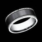 Mens Black Titanium Ring 14K White Gold