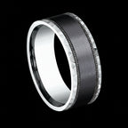 Mens Black Titanium Ring 14K White Gold