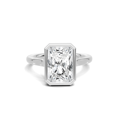 Modern 3 CT Radiant Cut Bezel Solitaire Ring