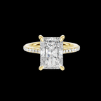 4 CT Radiant Cut Pavé Diamond Ring with Hidden Halo