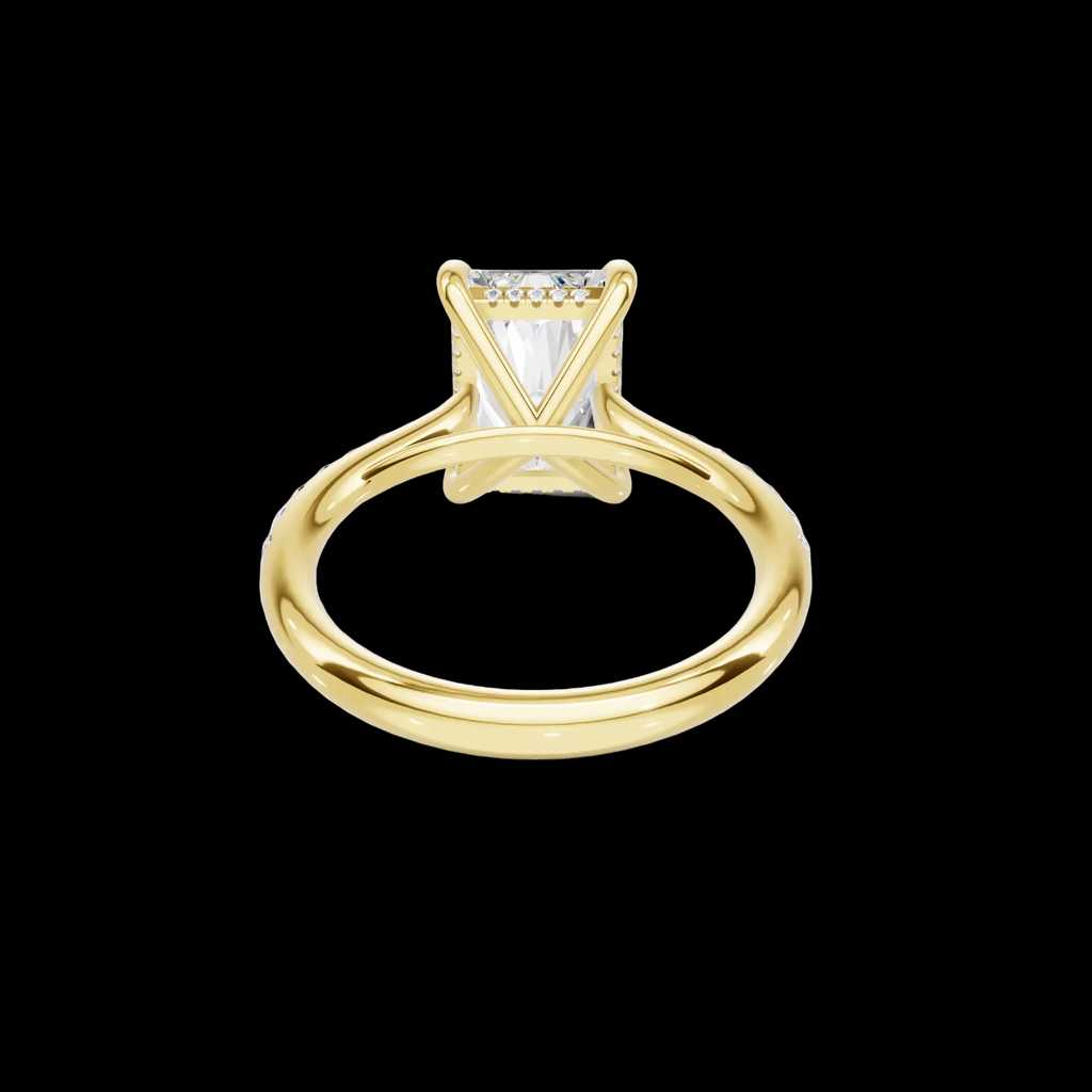 4 CT Radiant Cut Pavé Diamond Ring with Hidden Halo