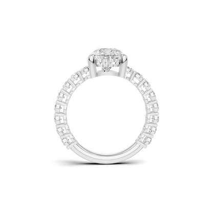 4 3/4 Pear Diamond Hidden Halo Eternity Ring