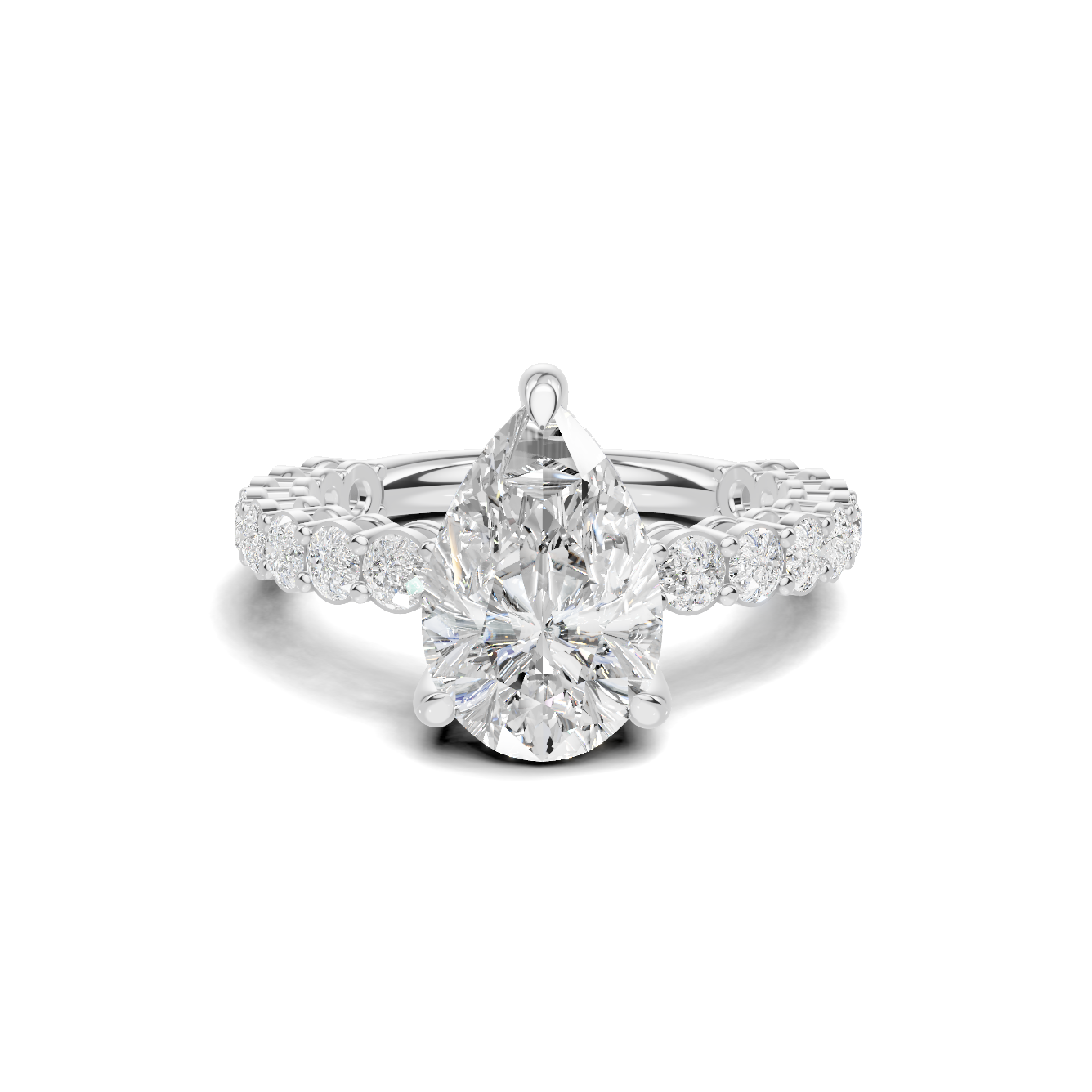 4 3/4 Pear Diamond Hidden Halo Eternity Ring