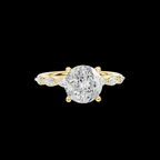 2.5 CT Oval Diamond Ring with Marquise Leaf Accents