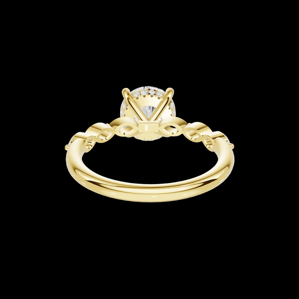 2.5 CT Oval Diamond Ring with Marquise Leaf Accents