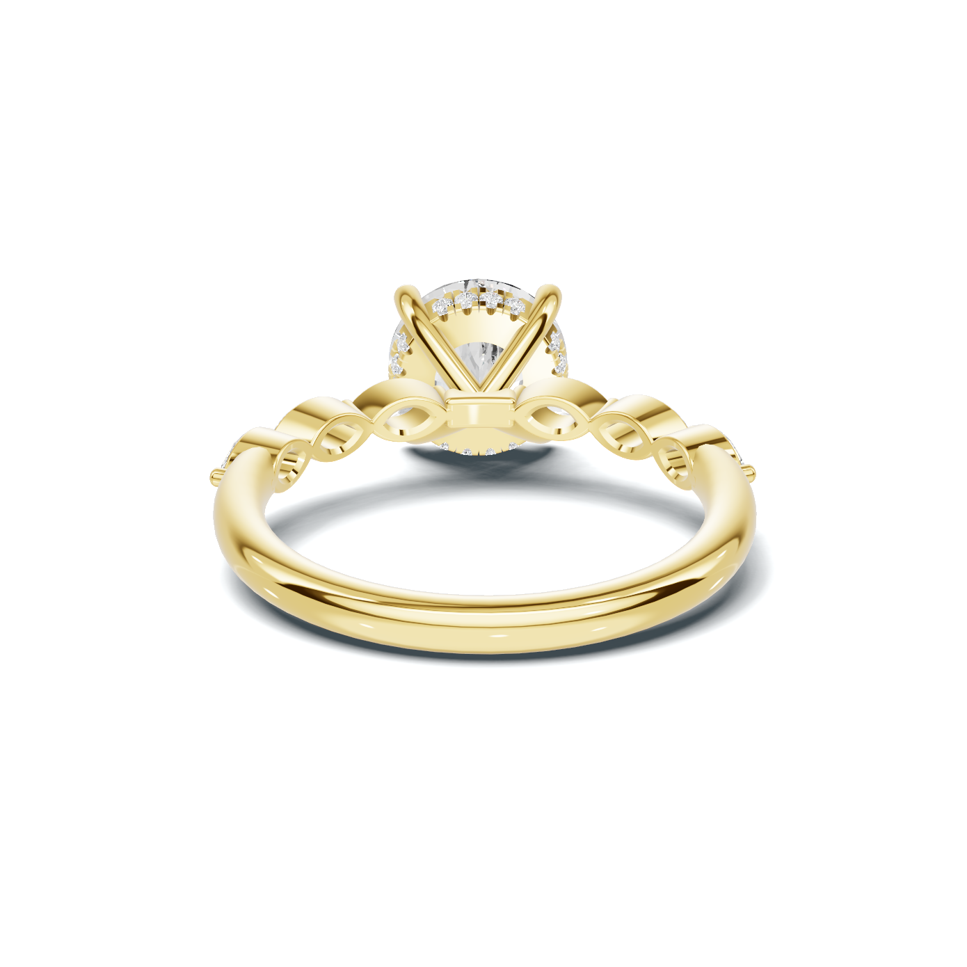 2.5 CT Oval Diamond Ring with Marquise Leaf Accents
