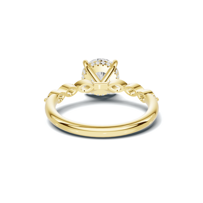 2.5 CT Oval Diamond Ring with Marquise Leaf Accents